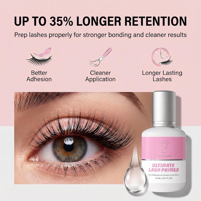 Liore Lash Eyelash Extension Primer/Up To 35% Longer Glue Retention /Pretreatment for Individual Semi Permanent Lash Extensions Glue Supplies/Increase Adhesive Bond Power - Image 3