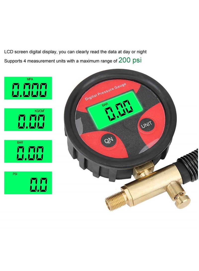 Excefore Digital Tyre Pressure Gauge, Car Multi-Fonction LCD Digital Tyre Air Pressure Inflator Gauge Meter Tester, Digital Tyre Air Pressure Gauge LCD Manometer for Car Truck Motorcycle - Image 2