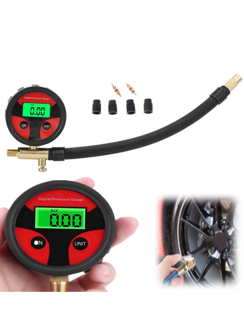 Excefore Digital Tyre Pressure Gauge, Car Multi-Fonction LCD Digital Tyre Air Pressure Inflator Gauge Meter Tester, Digital Tyre Air Pressure Gauge LCD Manometer for Car Truck Motorcycle - Image 1
