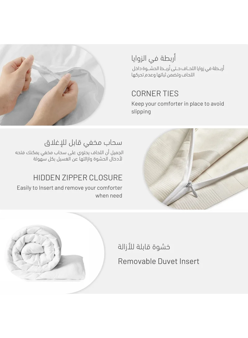 Donetella Cotton Comforter 7-Pcs King Size Hotel Style Bedding Comforter With Removable Filler, Beige