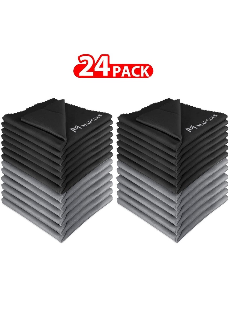 MARGOUN 24 Pack Microfiber Cleaning Cloth Premium Cloth for Glasses Lens Screens & More Black Grey - Image 1