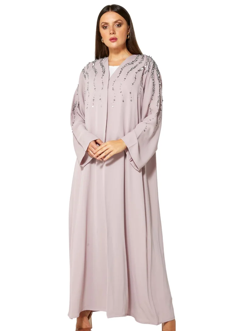 Moistreet MOiSTREET Embroidered Abaya Purple