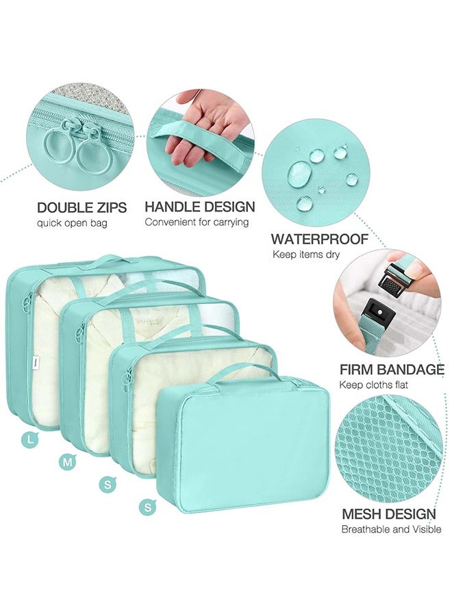 Travel Organizer Folding Set Toiletries Cosmetic Bag Clothes Shoes Digital Storage Bag Drawstring Luggage Travel Bag Blue Green  - Image 2