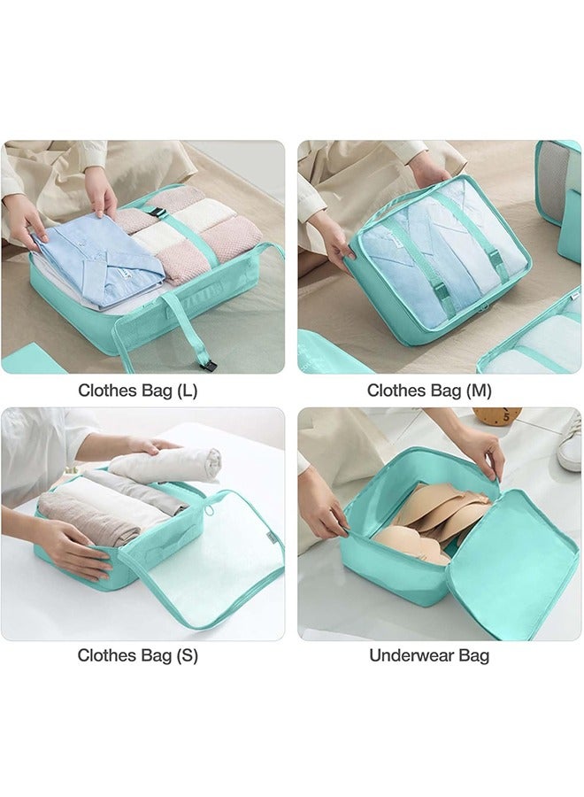 Travel Organizer Folding Set Toiletries Cosmetic Bag Clothes Shoes Digital Storage Bag Drawstring Luggage Travel Bag Blue Green  - Image 5