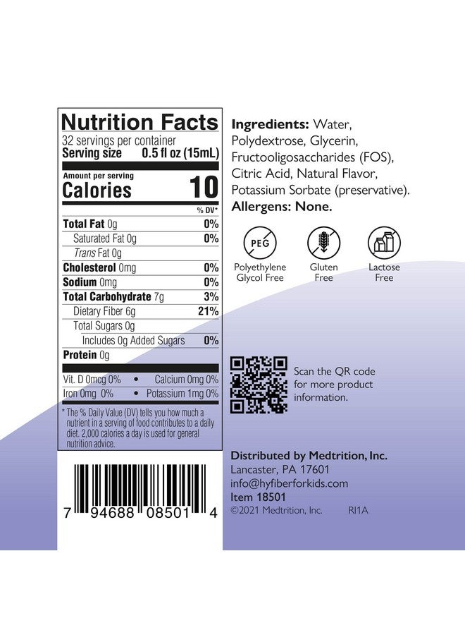 Medtrition HyFiber Liquid Fiber for Kids in Only One Tablespoon, Supports Regularity and Softer Stools, FOS Prebiotics for Gut Health, 6 Grams of Fiber, 32 Servings per Bottle - Image 3