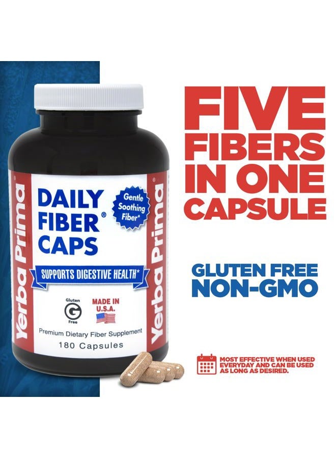 Yerba Prima Daily Fiber Formula - 180 caps (Pack of 2) - Soluble & Insoluble Dietary Fiber Supplement - Colon Cleanse - Gut Health - Vegan, Non-GMO, Gluten-Free - Image 3