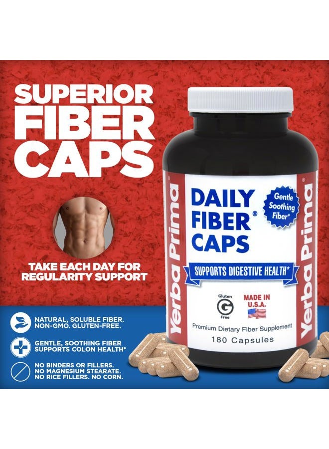 Yerba Prima Daily Fiber Formula - 180 caps (Pack of 2) - Soluble & Insoluble Dietary Fiber Supplement - Colon Cleanse - Gut Health - Vegan, Non-GMO, Gluten-Free - Image 2