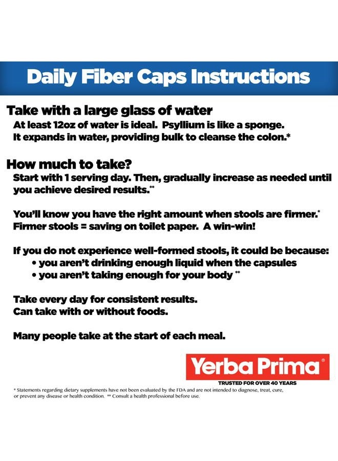 Yerba Prima Daily Fiber Formula - 180 caps (Pack of 2) - Soluble & Insoluble Dietary Fiber Supplement - Colon Cleanse - Gut Health - Vegan, Non-GMO, Gluten-Free - Image 4