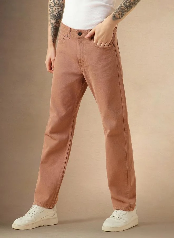 Dennis Lingo Men's Rust Straight Fit Jeans - Bold and Trendy Denim