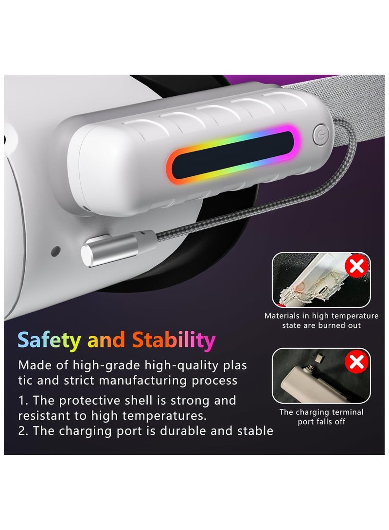 حزمة بطارية لبطارية ميتا كويست 2، 5000 مللي أمبير/ساعة طاقة إضافية مع أضواء RGB متعددة الألوان، خفيفة الوزن ومحمولة للواقع الافتراضي لتزويد الطاقة لوقت لعب إضافي من 2-4 ساعات - Image 4