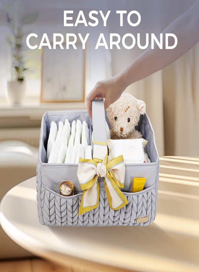 LUKJOJO Luxurious Baby Diaper Caddy, Nursery Storage Basket for Newborn Boy and Girl, Travel Baby Basket for Diapers Baby Wipes, Organizer Tote Bag Storage Bin, Baby Shower Gifts (light gray) - Image 5