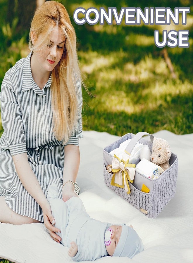 LUKJOJO Luxurious Baby Diaper Caddy, Nursery Storage Basket for Newborn Boy and Girl, Travel Baby Basket for Diapers Baby Wipes, Organizer Tote Bag Storage Bin, Baby Shower Gifts (light gray) - Image 4