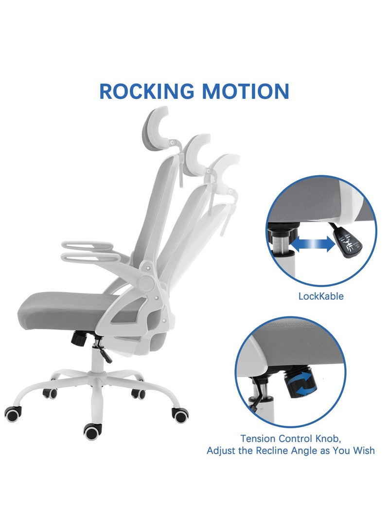 آن فش طقم مكتب وكرسي: كرسي مكتب شبكي مريح، مكتب ألعاب على شكل حرف L بطول 120 سم، كرسي مكتب مزود بدعم قطني قابل للتعديل، مكتب كمبيوتر متعدد الوظائف مع رف تخزين وأدراج. - Image 4