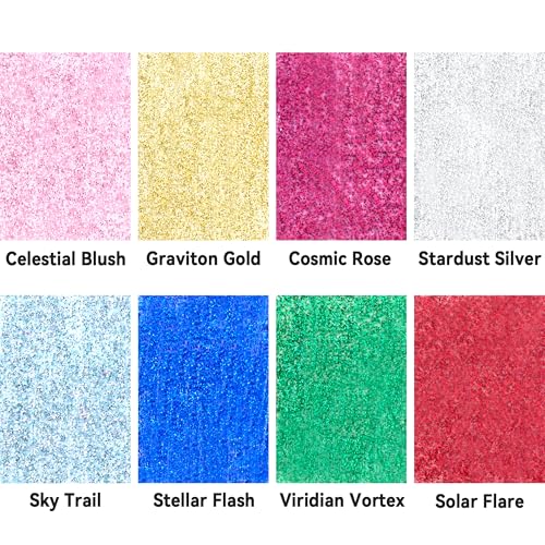 AUREUO Galaxy Glitter Acrylic Paint Set - 8 Twinkle Iridescent Colors 0.71 Fl Oz / 21ml Tubes Sparkling Art Paints for Mother's Day Crafts Decor Non-toxic Painting Supplies for Artists - Image 2