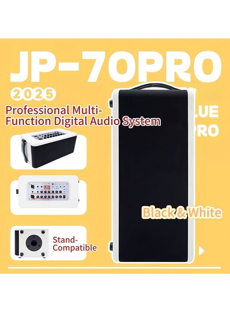 Bluetooth Guitar Speaker - JP-70Pro Black & White, multifunctional speaker, live streaming internal recording, outdoor speaker, singing & playing with karaoke, rechargeable with ultra-long battery life. Now comes with a thickened storage backpack. - Image 1