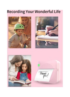 NIBEMINENT 203dpi Portable Mini Pocket Thermal Printer with 1 Roll Paper Pink  - Image 3