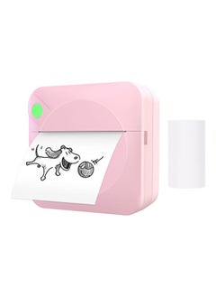 NIBEMINENT 203dpi Portable Mini Pocket Thermal Printer with 1 Roll Paper Pink  - Image 1