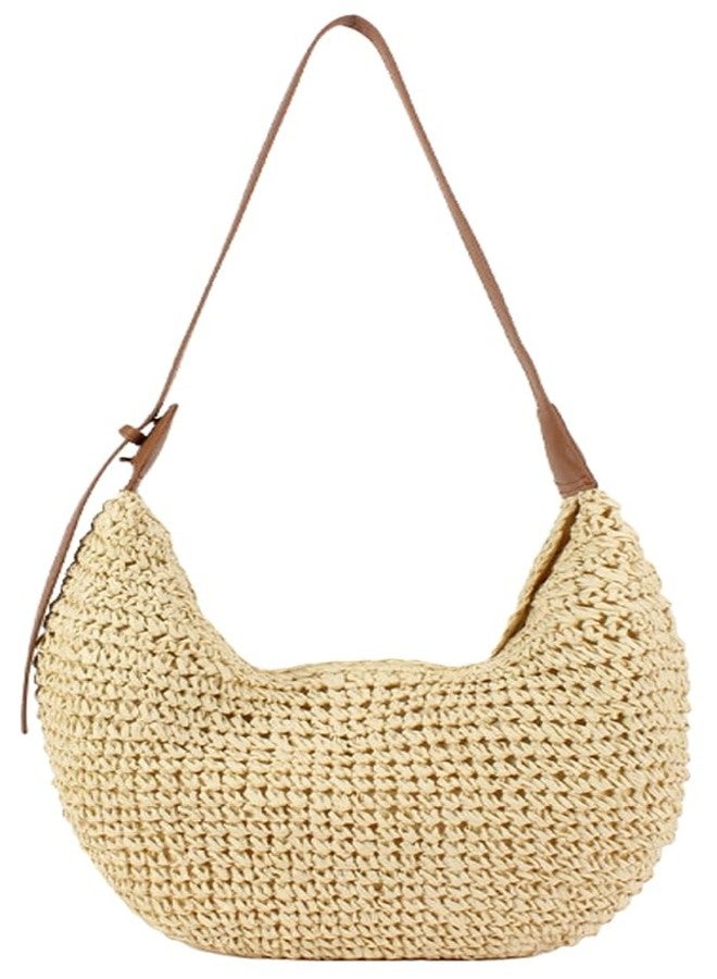 EMGILL Straw Crescent Crossbody Bag for Women 2026 Summer Beach Woven Shoulder Purse Slouchy Boho Tote Bag Large Capacity - Image 1