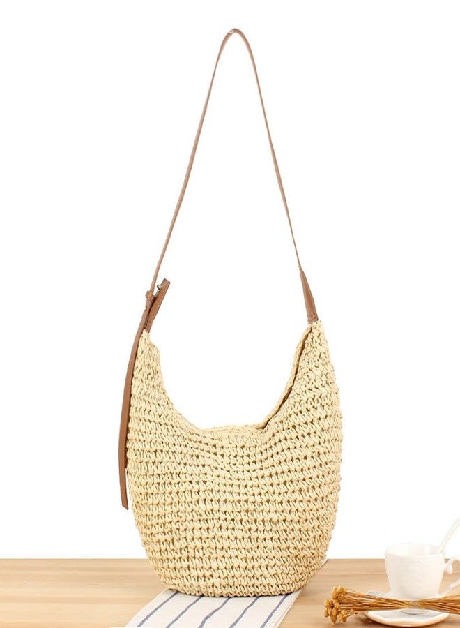 EMGILL Straw Crescent Crossbody Bag for Women 2026 Summer Beach Woven Shoulder Purse Slouchy Boho Tote Bag Large Capacity - Image 3