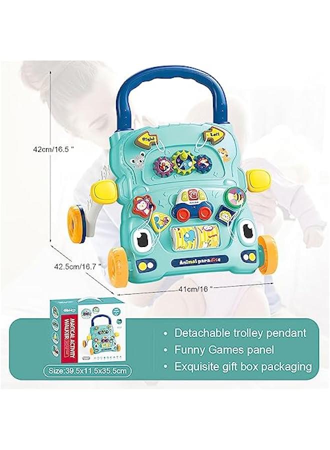 هوكور مشاية تعليمية من الجلوس إلى الوقوف ، مشاية أطفال 2 في 1 ، مركز نشاط الأطفال التعليمي المبكر ، لوحة لعب قابلة للإزالة متعددة الوظائف ، هدية لعبة تعلم موسيقى الأطفال للبنات الرضع (أخضر) - Image 3