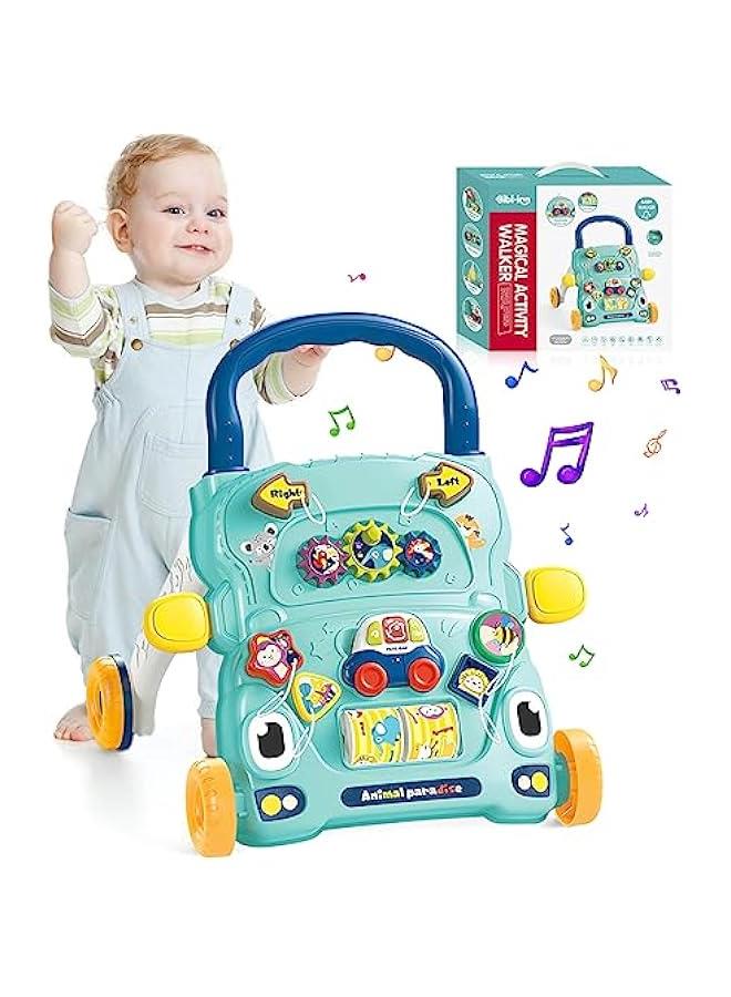 هوكور مشاية تعليمية من الجلوس إلى الوقوف ، مشاية أطفال 2 في 1 ، مركز نشاط الأطفال التعليمي المبكر ، لوحة لعب قابلة للإزالة متعددة الوظائف ، هدية لعبة تعلم موسيقى الأطفال للبنات الرضع (أخضر) - Image 1