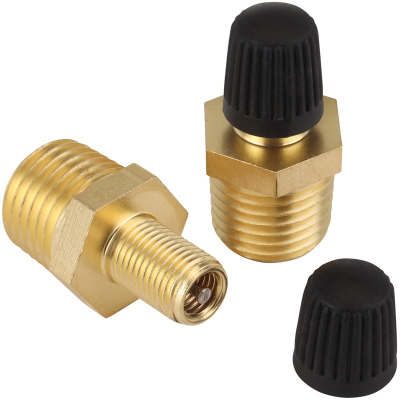 Milton S-684-4 1/4" MNPT Male Tank Valve, includes Protective Caps (Pack of 2) - Image 1