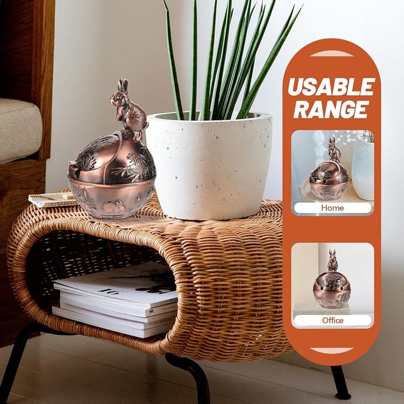 صحن رماد قديم مزود بغطاء على شكل أرنب مقاوم للرياح بتصميم مدمج للاستخدام الداخلي والخارجي - Image 5