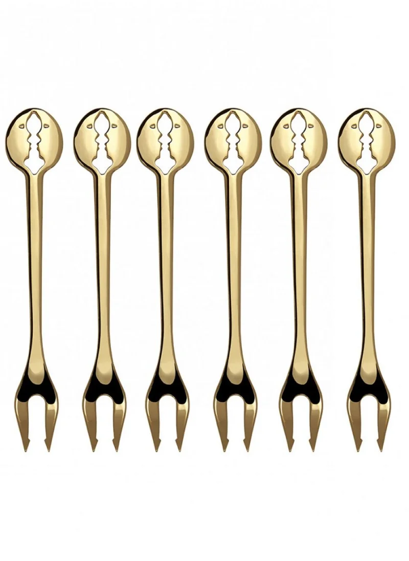 بوغاتي Casa Bugatti Kiss 6pc Party Fork - Gold