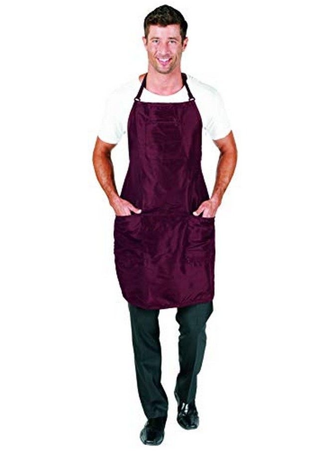 Betty Dain - Premier Barber Apron Water Resistant Ultra Lightweight Crinkle Antron Nylon Repels Hair Pockets With Zippered Bottoms Multicompartment Chest Pocket Adjustable Neck Strap Burgundy - Image 1