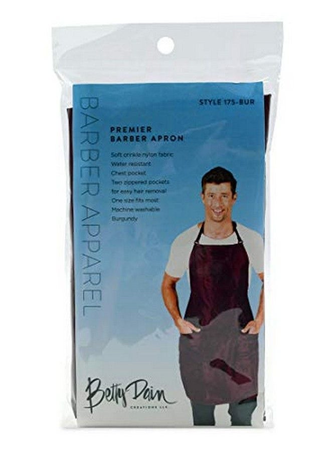 Betty Dain - Premier Barber Apron Water Resistant Ultra Lightweight Crinkle Antron Nylon Repels Hair Pockets With Zippered Bottoms Multicompartment Chest Pocket Adjustable Neck Strap Burgundy - Image 1