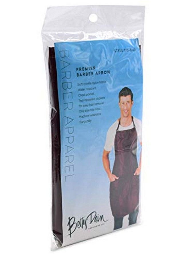 Betty Dain - Premier Barber Apron Water Resistant Ultra Lightweight Crinkle Antron Nylon Repels Hair Pockets With Zippered Bottoms Multicompartment Chest Pocket Adjustable Neck Strap Burgundy - Image 1