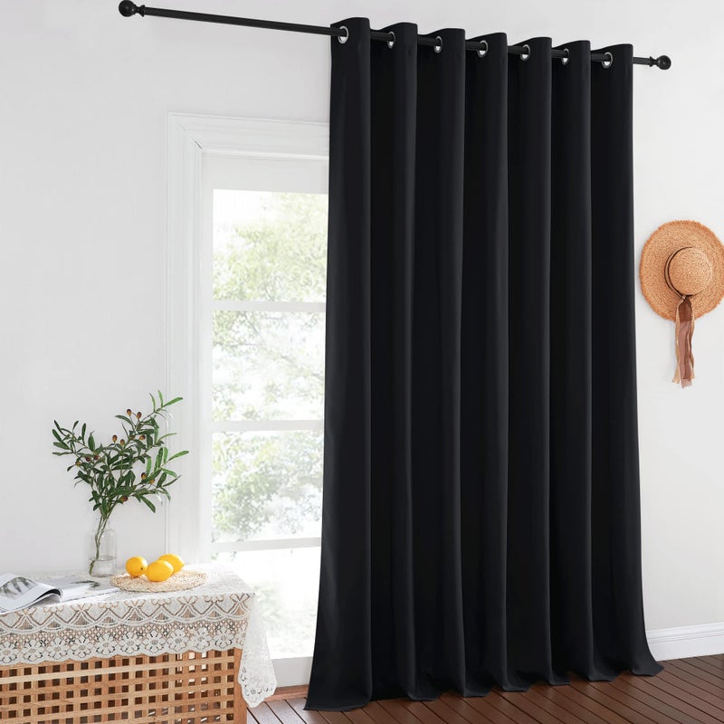 NICETOWN NICETOWN Black Out Blinds for Sliding Doors  Extra Wide Heat Blocking Patio Glass Door Drape Room Divider Curtain for Apartment Black 100 inches Width x 108 inches Length 