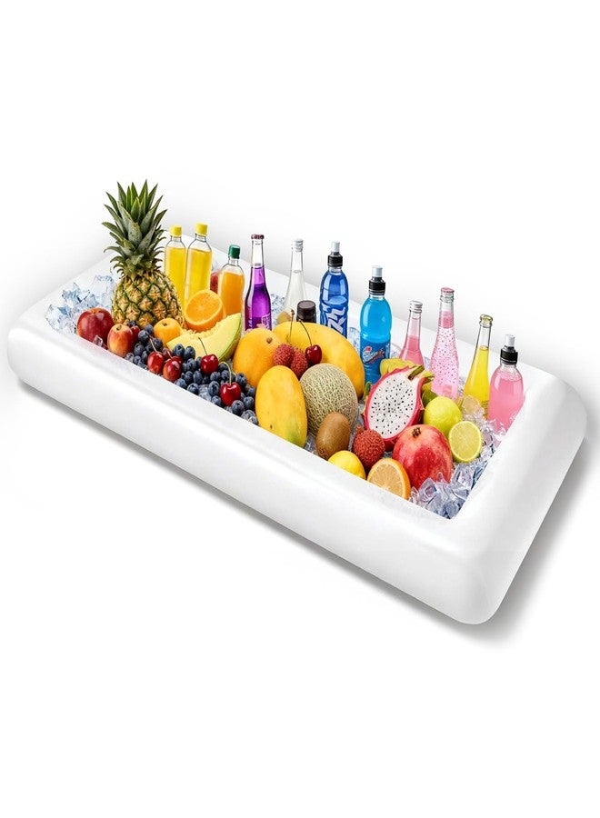 Beanewone Inflatable Ice Serving Bar with Drain Plug, Buffet Cooler Serving Tray for Salad Food & Drinks, Inflatable Serving Bar for Party BBQ Picnic Pool Camping Indoor Outdoor (1, White) - Image 1