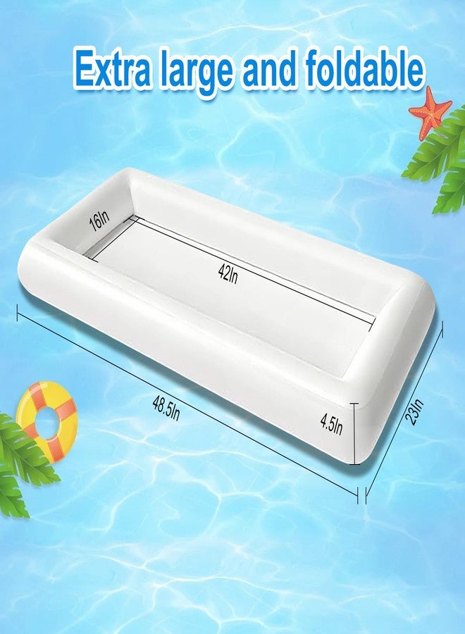 Beanewone Inflatable Ice Serving Bar with Drain Plug, Buffet Cooler Serving Tray for Salad Food & Drinks, Inflatable Serving Bar for Party BBQ Picnic Pool Camping Indoor Outdoor (1, White) - Image 4