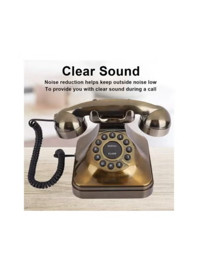 klarako Corded Old Fashion Antique Landline Telephone Decor,Wired Home Office Telephone Decor System,Home and Office Telephone,Bronze - Image 5