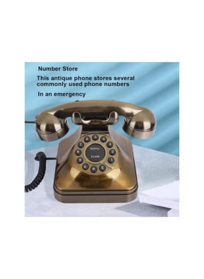 klarako Corded Old Fashion Antique Landline Telephone Decor,Wired Home Office Telephone Decor System,Home and Office Telephone,Bronze - Image 3
