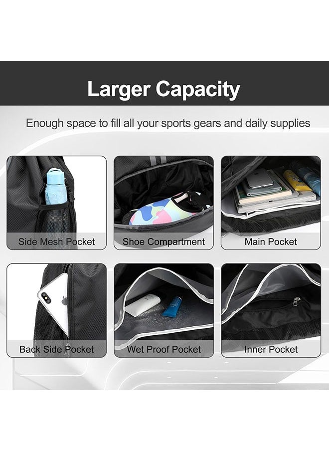 YelaJoy - Sports Drawstring Backpack,String Swim Gym Bag with Shoes Compartment and Wet Proof Pocket,Basketball Bag Backpack Wet and Dry Compartment，Soccer Ball and Cleats Bag,Waterproof Drawstring Soccer Ball Backpack for Soccer, Basketball and Rugby - Image 1