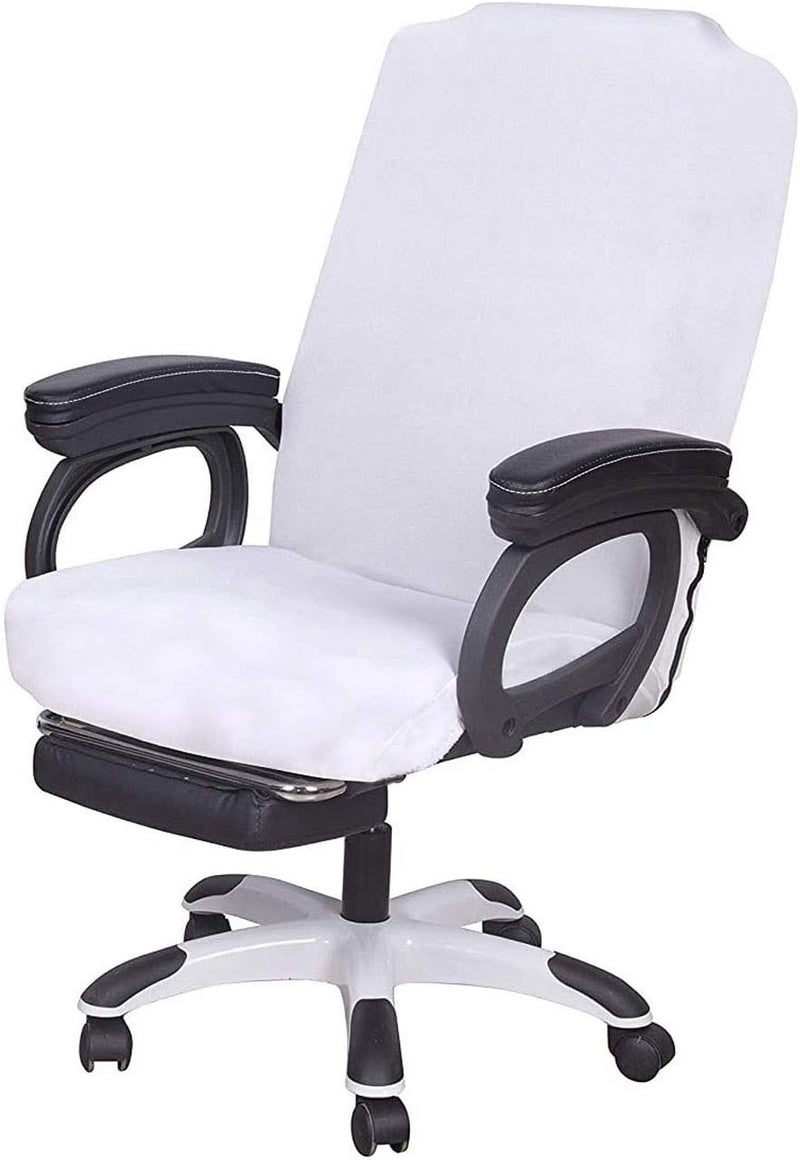 SARAFLORA Office Chair Cover - Medium, White - Removable Computer Chair Cover with Zipper for Universal Rotating Desk Chair Seat Washable Protector for Pets - Image 1