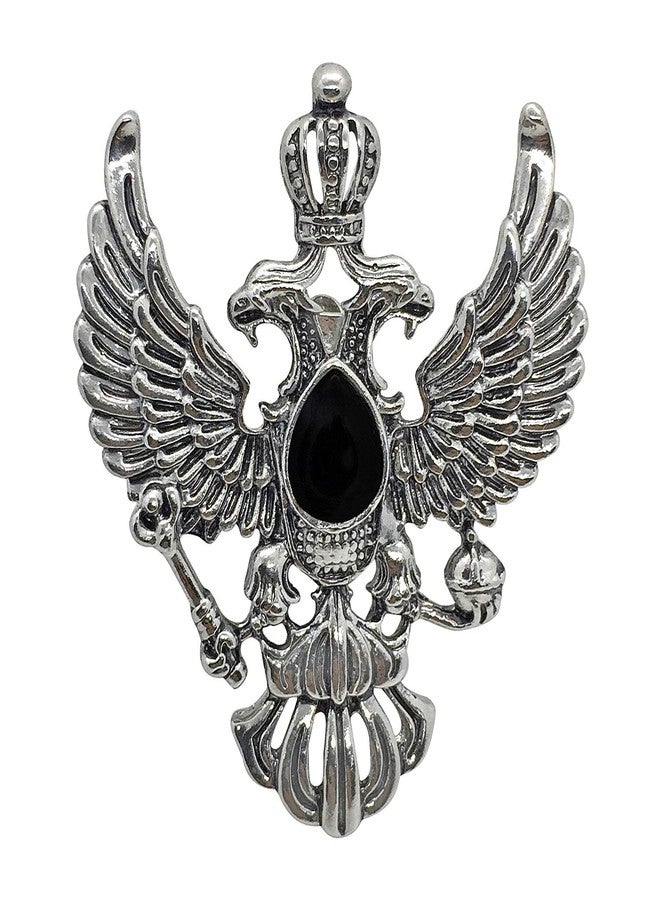 FURE Metal Crowned Eagle Brooch (Antic Rhodium) for Men & Women - Image 2
