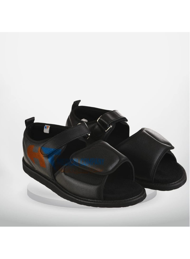 HT Diabetic Shoes for Men/Women, Open Toe Diabetic Sandals with Adjustable Closure, Extra Wide Fit Diabetic Shoes for Arthritis and Swollen Feet, Black, Size (45) - Image 5