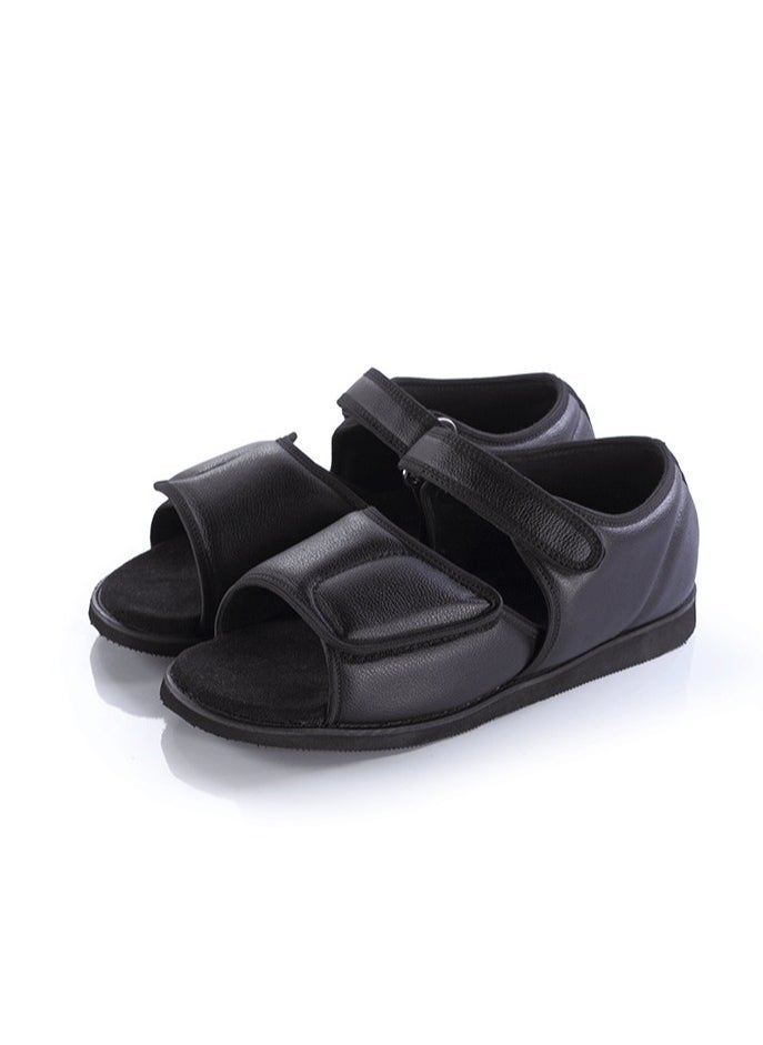 HT Diabetic Shoes for Men/Women, Open Toe Diabetic Sandals with Adjustable Closure, Extra Wide Fit Diabetic Shoes for Arthritis and Swollen Feet, Black, Size (45) - Image 2