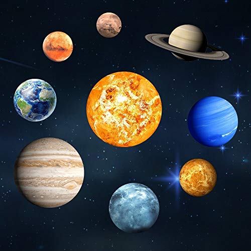 LiveGallery 9pcs Removable Glow in The Dark Planet Wall Stickers Sun Earth and so on Glowing Planets Wall Decals Peel Stick Art Decor for Walls Ceiling Kids Bedroom Living Room Nursery Girls and Boys - Image 1