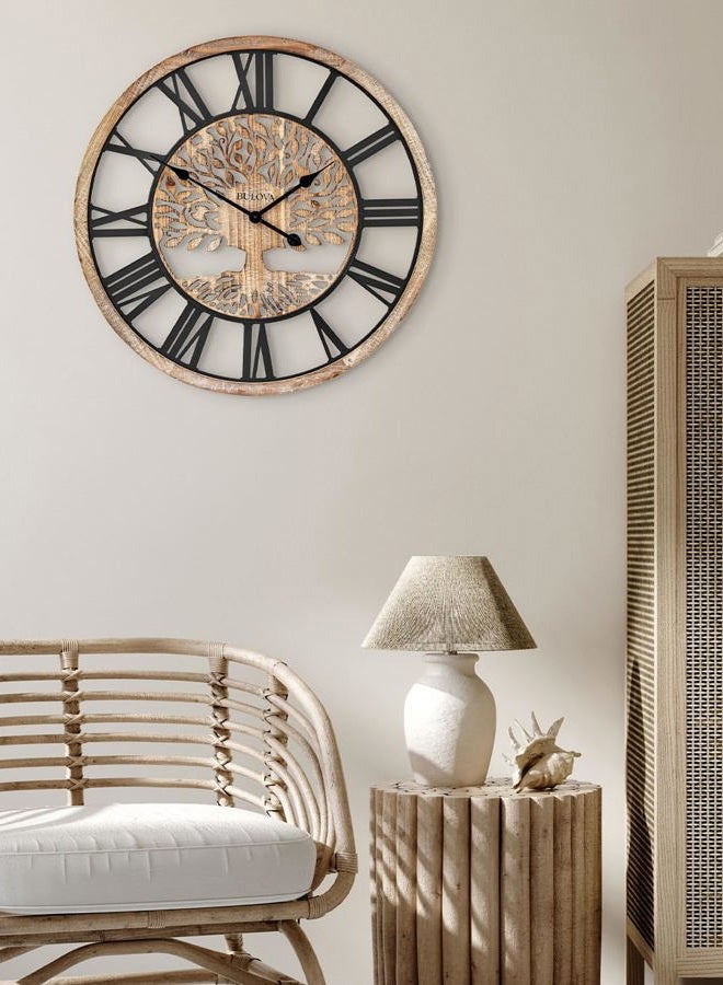 Bulova C3393 Tree of Life Wall Clock | Elegant 26.75" Oversize Round Decorative Timepiece with Natural Grain Design | Perfect for Home, Office, or Gift Giving - Image 2