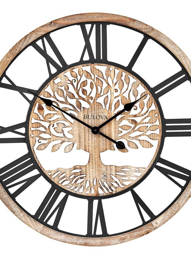 Bulova C3393 Tree of Life Wall Clock | Elegant 26.75" Oversize Round Decorative Timepiece with Natural Grain Design | Perfect for Home, Office, or Gift Giving - Image 1