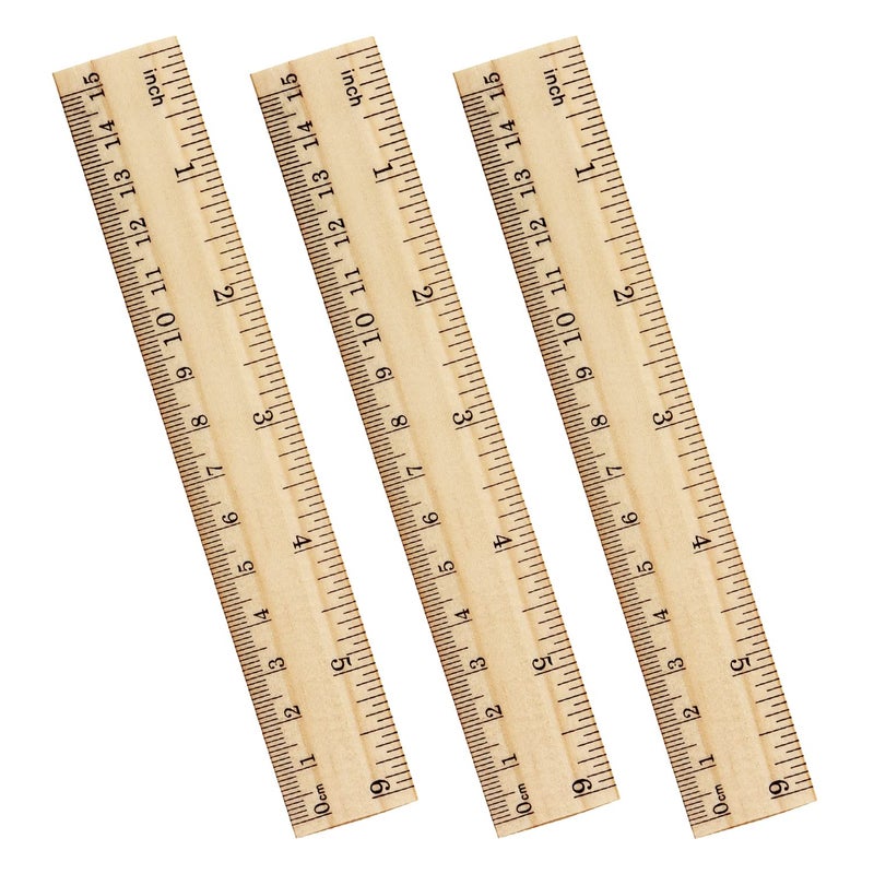 ZZTX 3 Pack Wooden Ruler 6 Inch Rulers Bulk Wood Measuring Ruler for Students Office School Supplies 2 Scale (15 cm) - Image 1
