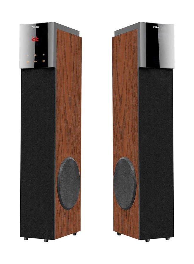 Clikon Woody Tower Speakers with 2.0 Bluetooth Connectivity, Built-in FM-Radio, USB/SD Disk, Remote Control Functions, Wireless Microphone, 2 Years Warranty, Black and Brown – CK866 - Image 5
