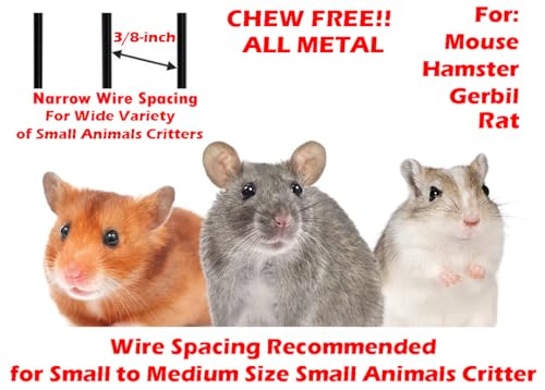 Mcage 3-Levels Easy Portable Collapsible Ferret Chinchilla Sugar Glider Rats Mouse Animal Critter Chew-Proof Metal Carrier Travel Cage with Narrow 3/8-Inch Bar Spacing Easy to Setup No Tools Needed - Image 2