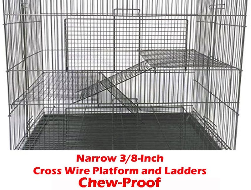 Mcage 3-Levels Easy Portable Collapsible Ferret Chinchilla Sugar Glider Rats Mouse Animal Critter Chew-Proof Metal Carrier Travel Cage with Narrow 3/8-Inch Bar Spacing Easy to Setup No Tools Needed - Image 4