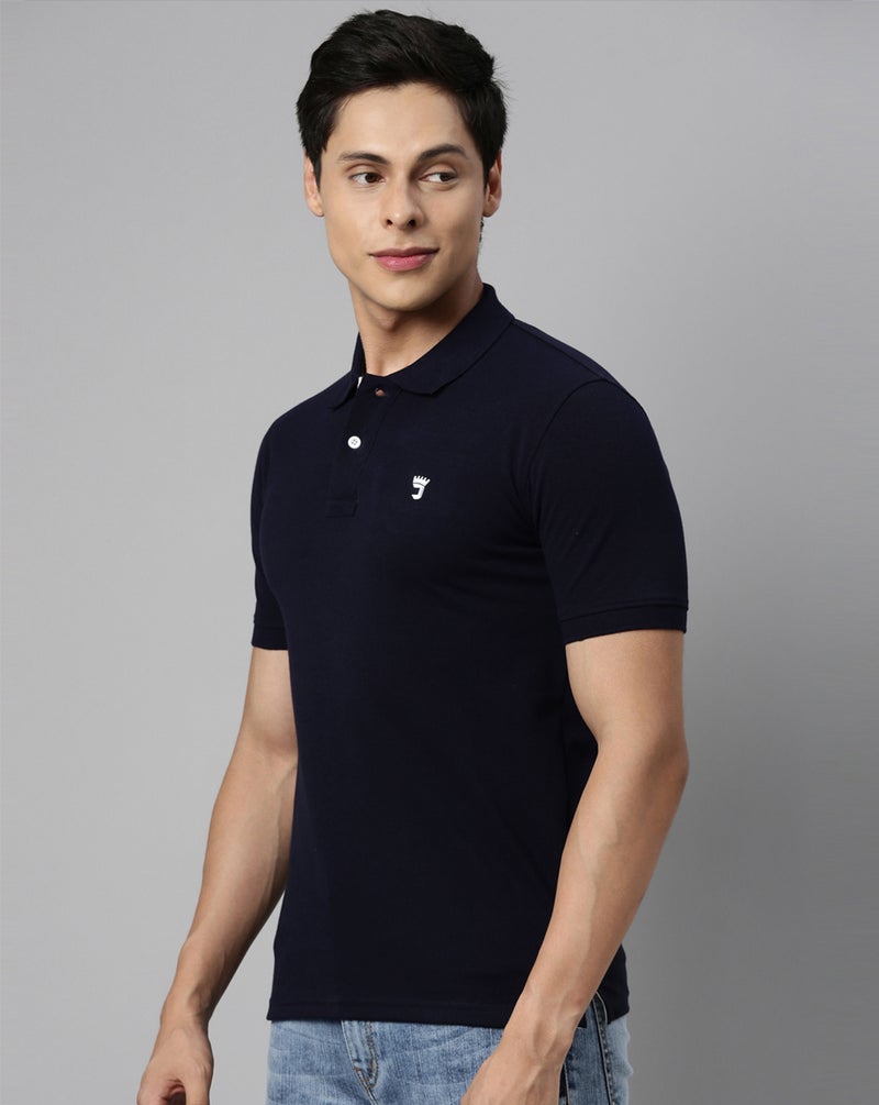 جوفن تي شيرت بولو قطن نقي رجالي كحلي سادة - Image 3