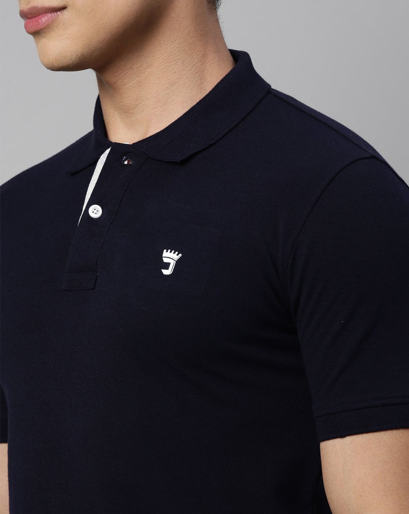 جوفن تي شيرت بولو قطن نقي رجالي كحلي سادة - Image 4